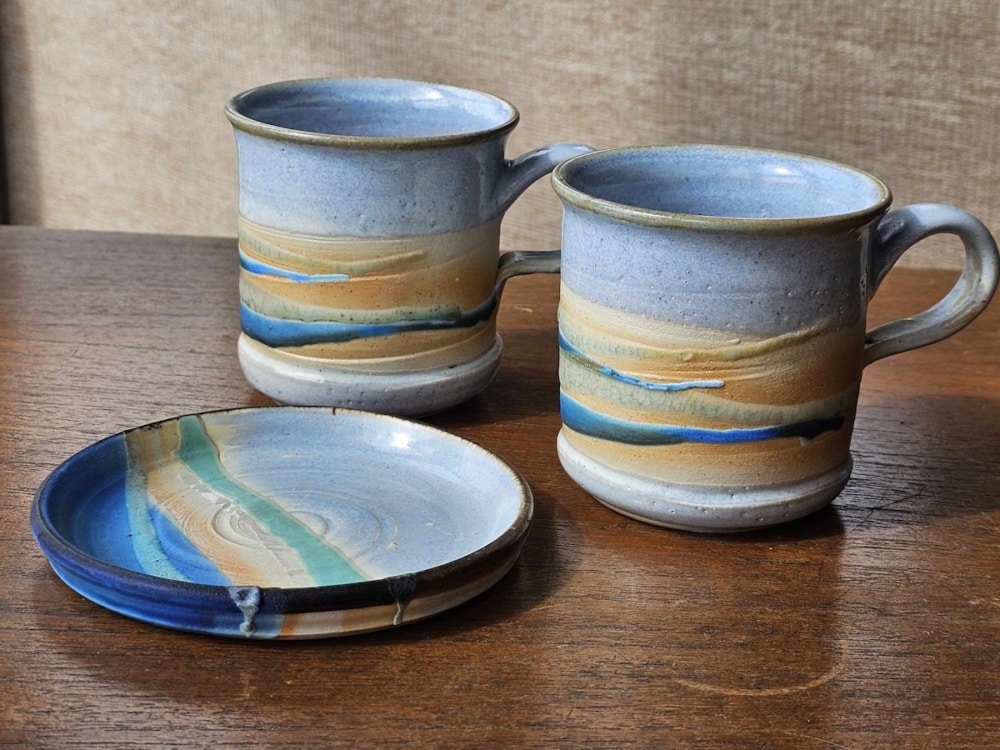 Mull Pottery mugs and flat plate